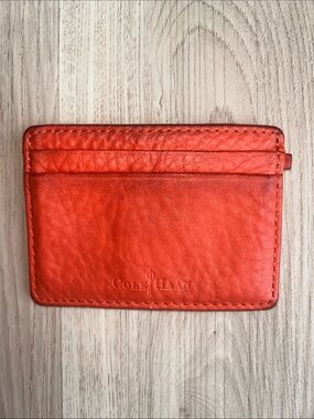 Cole Haan Slim Leather Card Holder Orange Gift Credit Card Driver License
